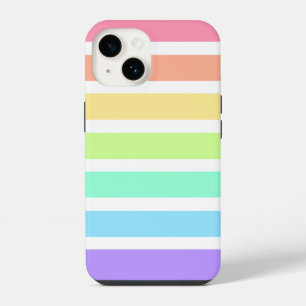 Coque Pour iPhone 14 Bubblemallow arc-en-ciel et rayures blanches