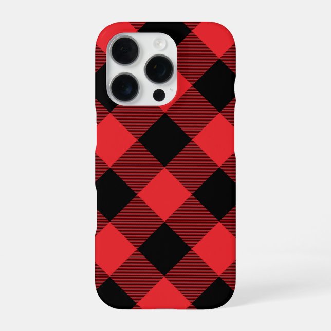 Coque iPhone Buffalo Plaid Red Black Check (Verso)