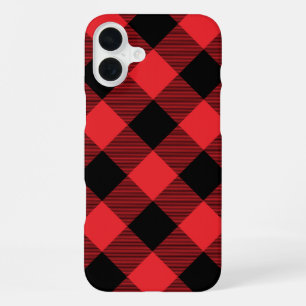 Coque iPhone 16 Plus Buffalo Rouge Noir Carreaux