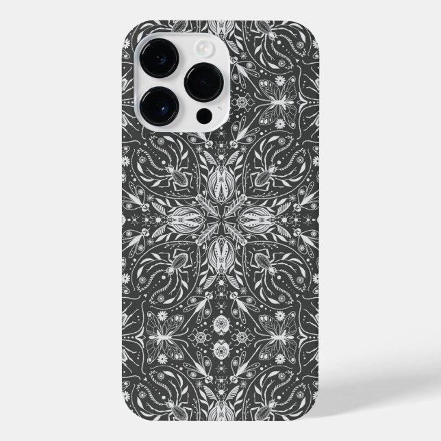 Coque iPhone Bugs, blanc cassé sur noir (Verso)
