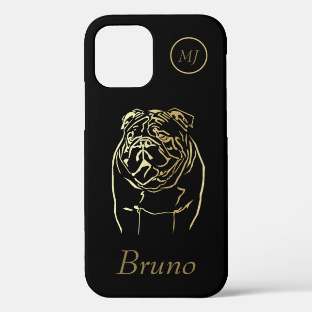 Coque iphone Bulldog Gold/Black personnalisé (Verso)