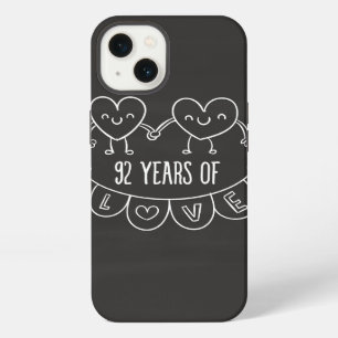Etui iPhone 13 Cadeau 92e Anniversaire Cœurs de Craie