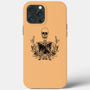 Etui iPhone 13 Pro Max Cadeau drôle de lecteur de livre de squelette de v