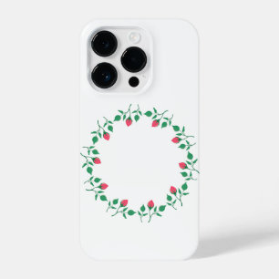 Coque Pour iPhone 14 Plus Cadre rond fleuri avec fleurs roses