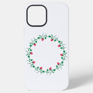 Coque iPhone 12 Pro Max Cadre rond fleuri avec fleurs roses