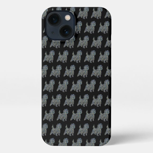 Coque iPhone Cairn Terrier Chien mignon Silhouette Grille Noir (Verso)