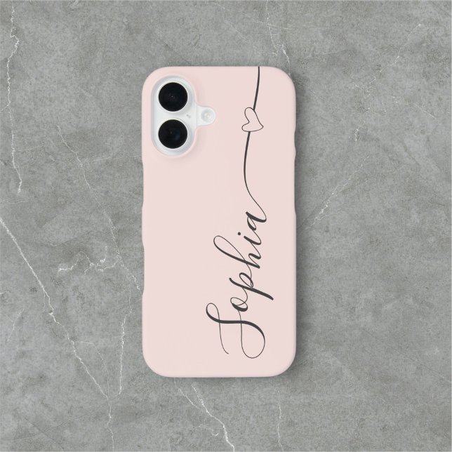 Coque iPhone Calligraphie de script du coeur rose (Créateur téléchargé)