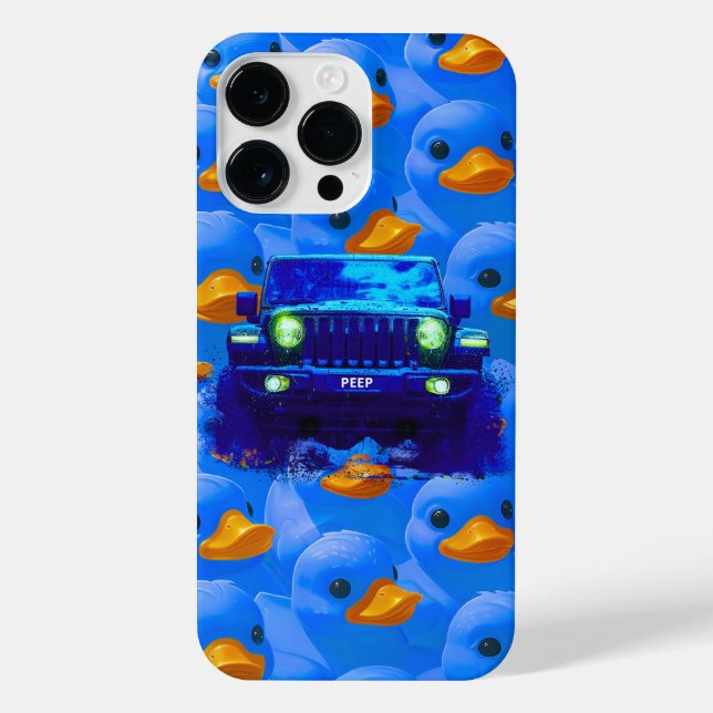 Coque iPhone Canards bleus et orange avec un Camion bleu 4x4 (Verso)