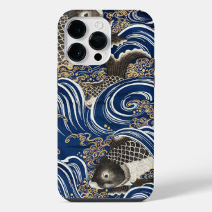 Coque Pour Pour iPhone 14 Pro Max Carpe d'art japonaise vintage dans Waves Koi
