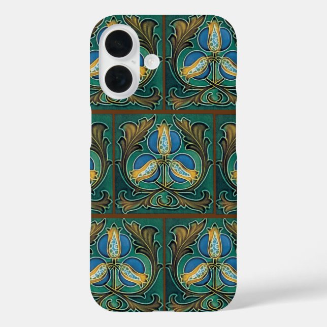 Coque iphone Carrelage Faux Majolica de grenade bl (Verso)