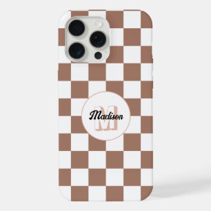 Carrés à damier marron moka blanc rétro Monogramme