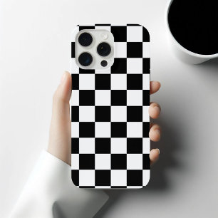 Carrés à damier noir et blanc géométrique rétro
