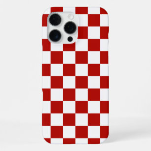Coque iPhone 16 Pro Max Carrés à damier rouge blanc géométrique rétro