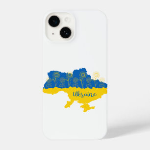 Coque Pour iPhone 14 Carte de l'Ukraine avec tournesol et drapeau ukrai