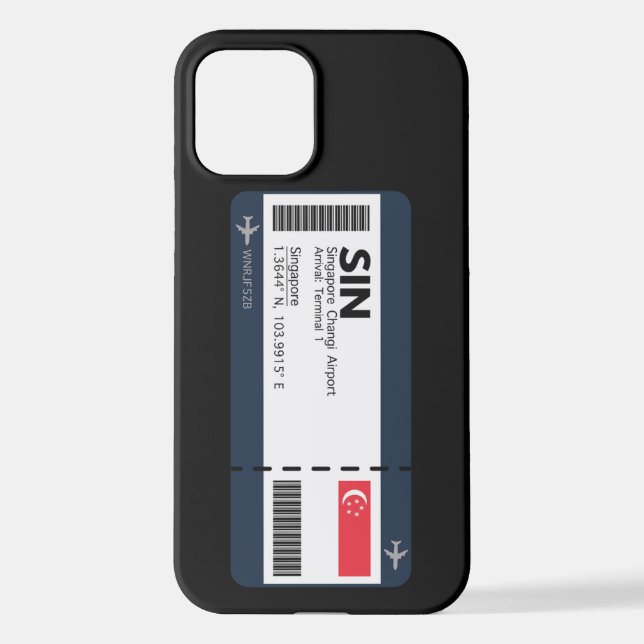 Coque iPhone Carte d'embarquement Singapour - billet d'aéroport (Verso)