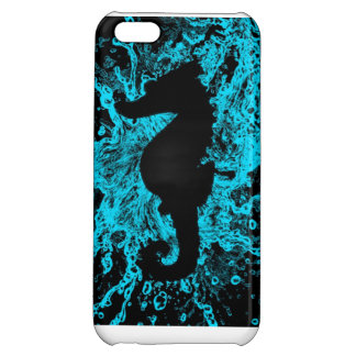 Coque iPhone 5C Cas au néon de l'iphone 5C d'hippocampe, turquoise