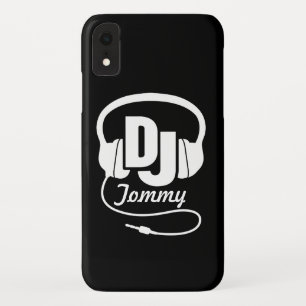 Coque iphone casque de nom DJ noir et blanc