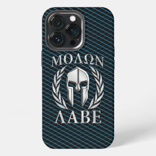 Etui iPhone 13 Pro Casque de Spartan Molon Labe Laurier