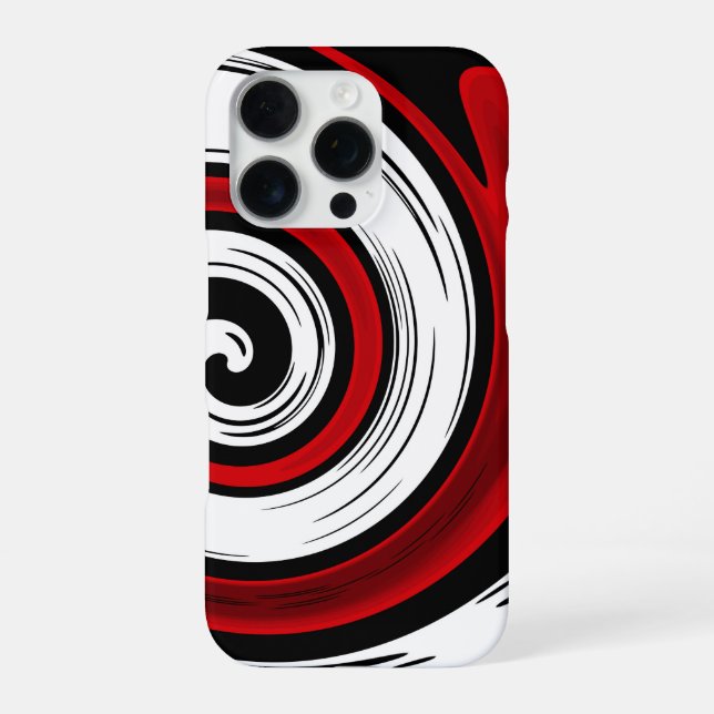 Coque iPhone Cercle de wirl moderne noir rouge couleurs blanche (Verso)
