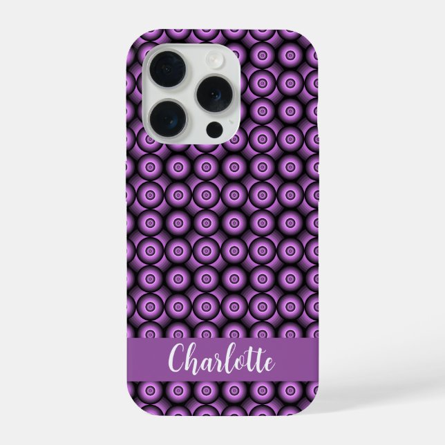 Coque iPhone Cercles rétro milieu du siècle moderne monogramme  (Verso)