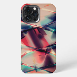 Etui iPhone 13 Pro Max Cercles rustiques sur fond rouge et bleu taché