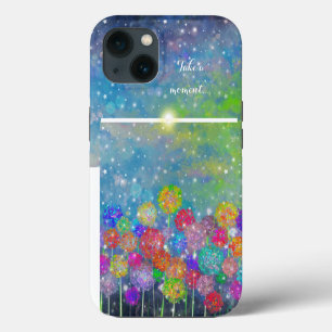 Etui iPhone 13 Champ de fleurs impressionniste abstrait