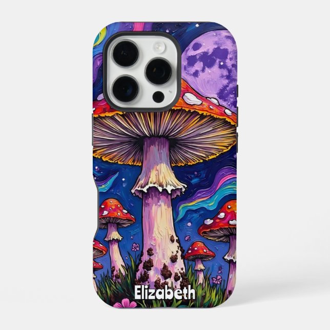 Coque iPhone Champignons violets au clair de lune (Verso)