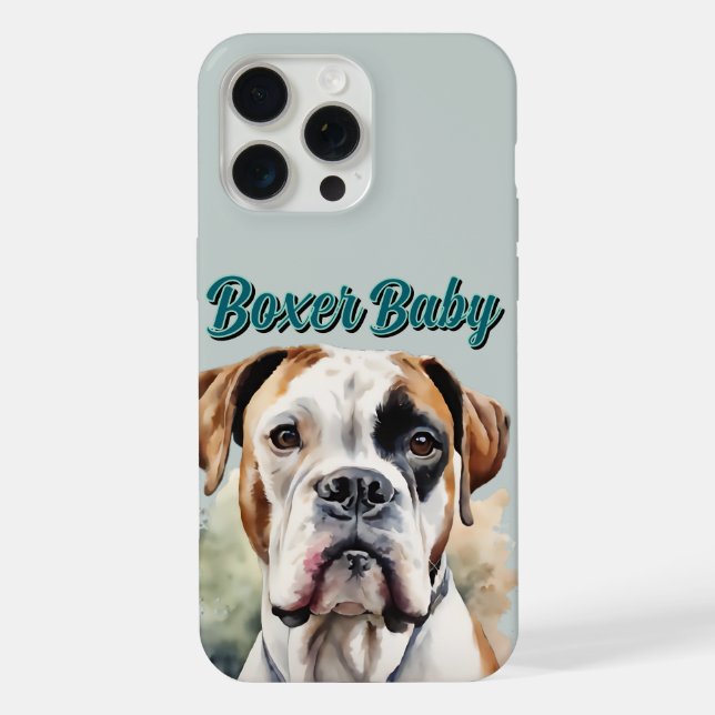 Coque iPhone Charming Watercolor Boxer Dog Art (Verso)