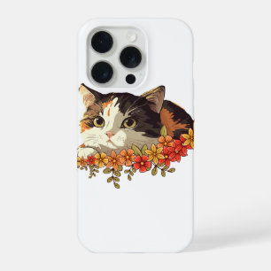 Chat calico kawaii Art Floral Fouineur