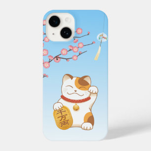 Coque Pour iPhone 14 Chat chanceux japonais, Calico Maneki Neko