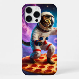 Coque iPhone 16 Pro Max Chat drôle volant une pizza astronaute Kitty Espac