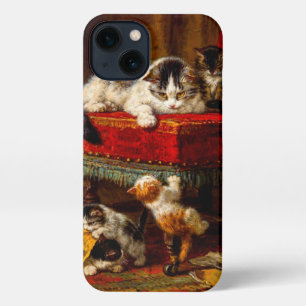 Etui iPhone 13 Chat et chatons Jouer avec chaise