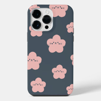 Coque Pour Pour iPhone 14 Pro Max Chat Fleur Rose | Chat au visage mignon | amateur