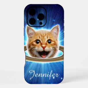 Coque iPhone 16 Pro Max Chat heureux dans l'espace.                       