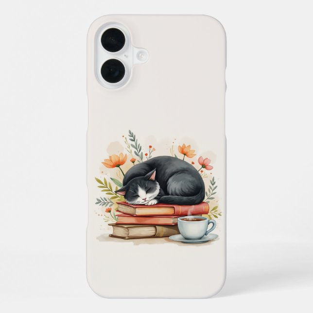 Coque iPhone Chat lisant du café (Verso)