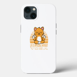 Etui iPhone 13 Chat mignon drôle faisant du yoga. citations drôle