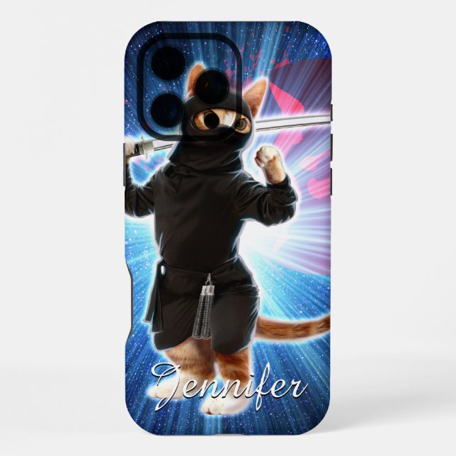 Coque iPhone Chat Ninja dans l'espace.                          (Verso)