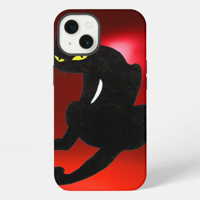 Coque iPhone CHAT NOIR NINJA Ruby rouge (Verso)