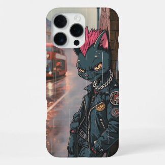 Coque iPhone 16 Pro Max Chat Noir Punk à Londres