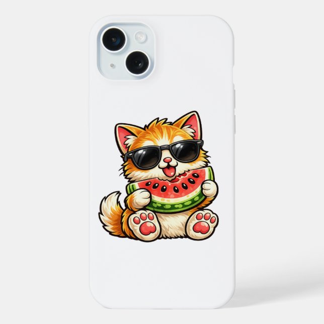 Coque iPhone Chat pastèque cool (Verso)