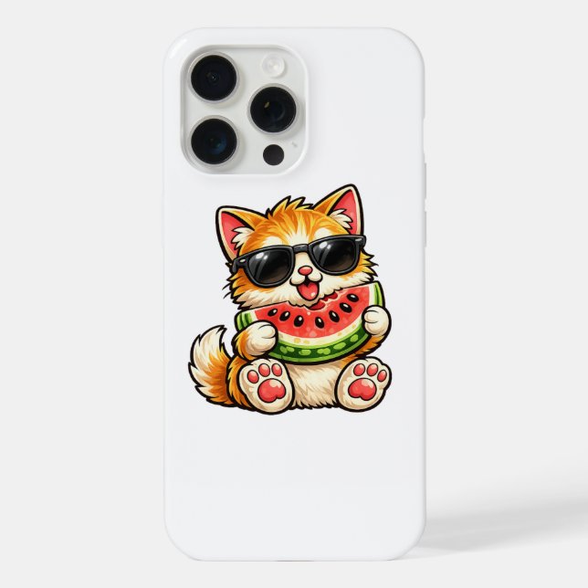Coque iPhone Chat pastèque cool (Verso)