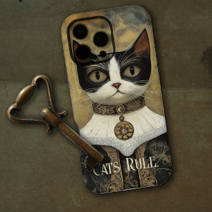 Coque iPhone 16 Pro Max Chat Tuxedo Médiéval Royal Règne