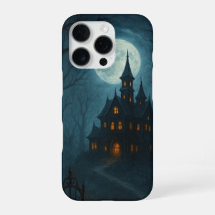 Coque iPhone 16 Pro Château hanté & Clair de lune brumeux - étuis pou