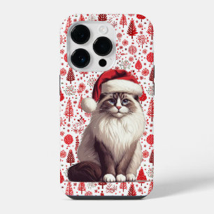 Coque Pour iPhone 14 Plus Chaton Ragdoll de Noël, chaton Ragdoll du Père Noë