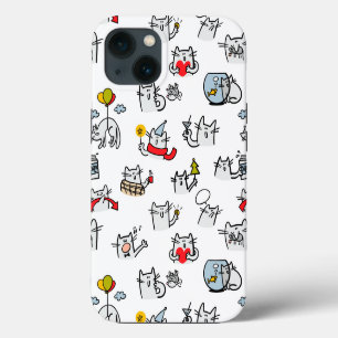 Etui iPhone 13 Chats drôles, lait et magie.