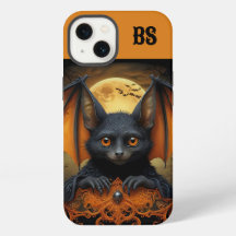chauve-souris Halloween effrayante orange et noire