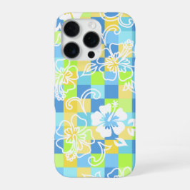 Coque iPhone 16 Pro Checkerboard Hibiscus Hawaiian Floral