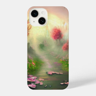 Coque Pour iPhone 14 Chemin de Forêt Magique avec coucher de soleil