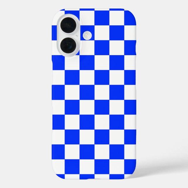 Coque iphone chèque À damiers blanc bleu (Verso)