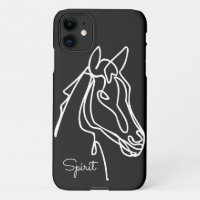 Cheval d'art à ligne noire et blanche personnalisé